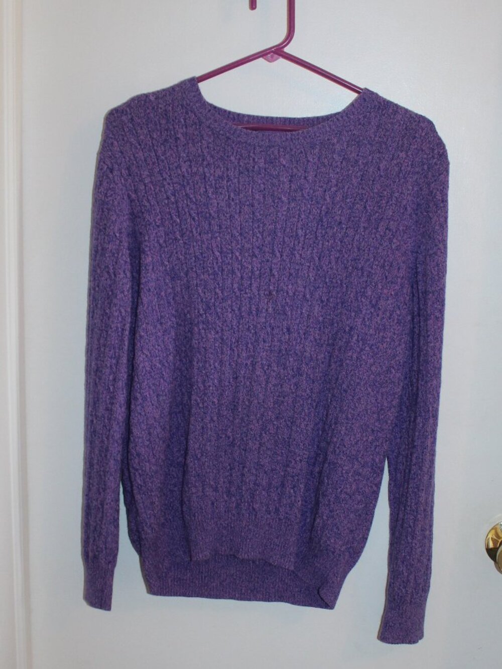 Kim Rogers Women's Purple Cable Pullover Sweater, Size XL